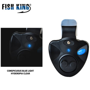 FISH KING 1pcs 40g Fishing Electronic LED Light Fish Bite Sound Alarm Bell Clip On Fishing Rod Black Tackle Fishing accessories