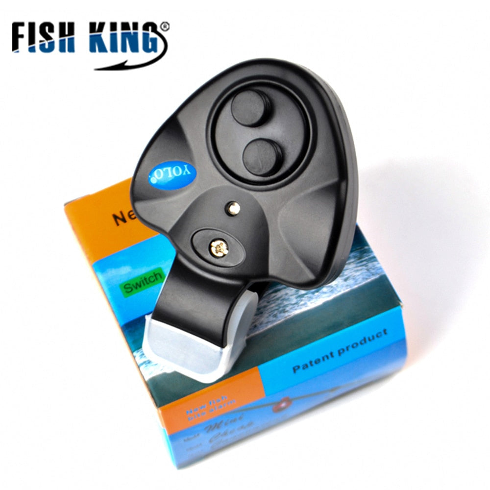FISH KING 1pcs 40g Fishing Electronic LED Light Fish Bite Sound Alarm Bell Clip On Fishing Rod Black Tackle Fishing accessories