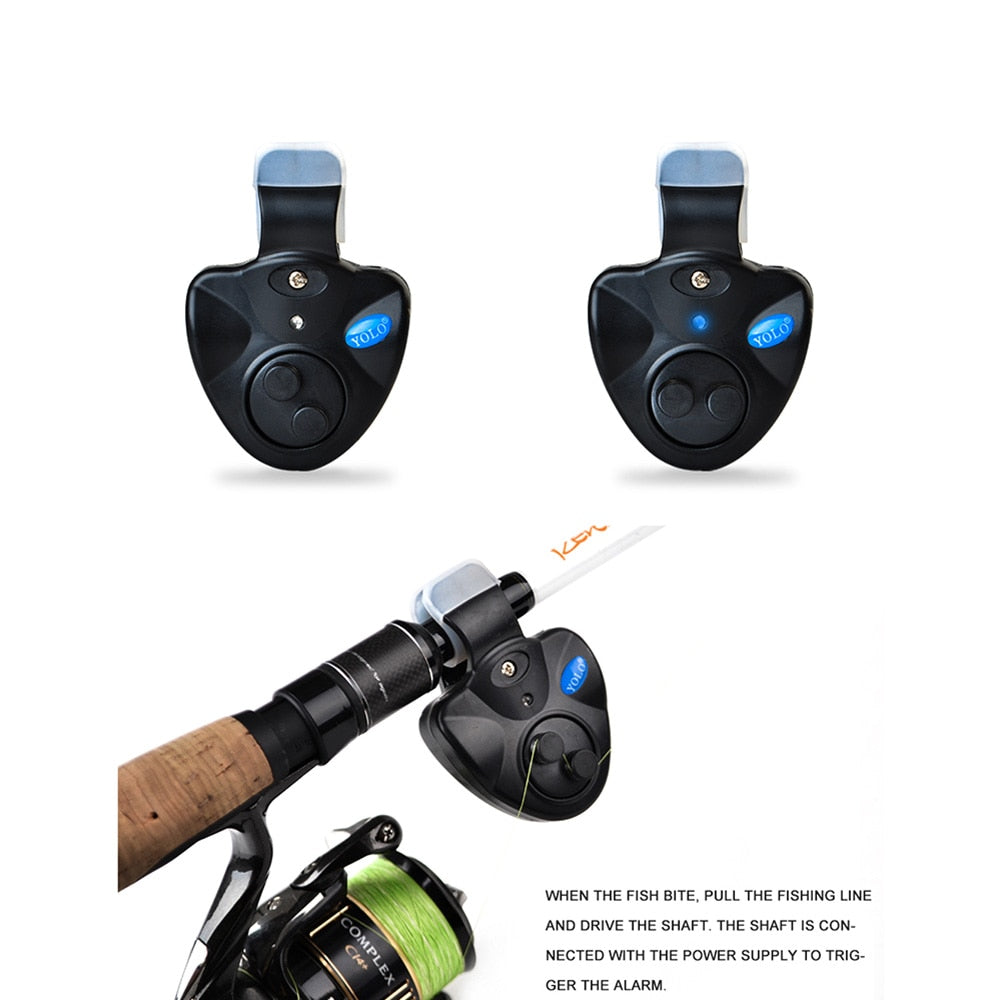 FISH KING 1pcs 40g Fishing Electronic LED Light Fish Bite Sound Alarm Bell Clip On Fishing Rod Black Tackle Fishing accessories