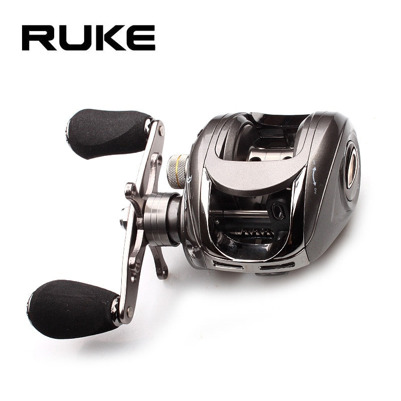 Ruke Fishing Reel Casting Reel Gear Ratio 5.1 :1 Aluminum Spool Magnetic Brake Bearing 5+1 EVA Knob 218g Max Drag 4.5KG