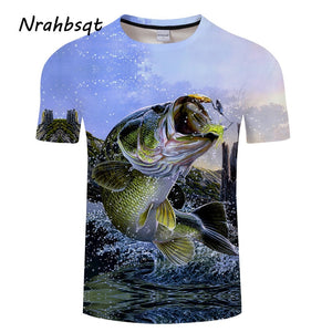 NRAHBSQT Outdoor Men 3D Printed Fishing T-shirt Quick Dry Short Sleeves Sport