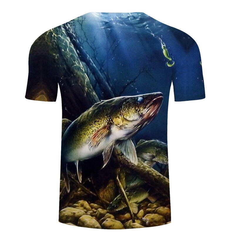 NRAHBSQT Outdoor Men 3D Printed Fishing T-shirt Quick Dry Short Sleeves Sport