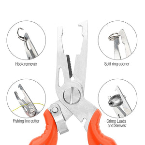 DONQL Multifunctional Fishing Pliers Scissors Line Cutter Hook Remover Fishing Clamp Accessories Tools With Lanyards Spring Rope
