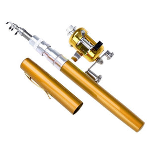 Portable Pocket Telescopic Mini Fishing Pole Pen Shape Folded Fishing Rod With Reel Wheel