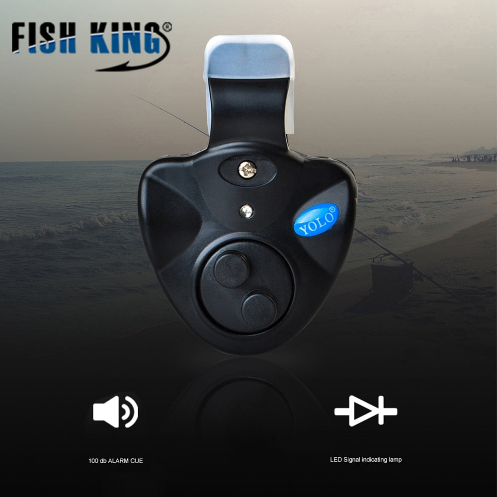 FISH KING 1pcs 40g Fishing Electronic LED Light Fish Bite Sound Alarm Bell Clip On Fishing Rod Black Tackle Fishing accessories